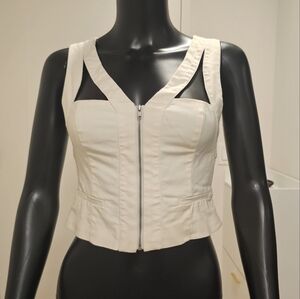 Chic White Zip-Up French Corset